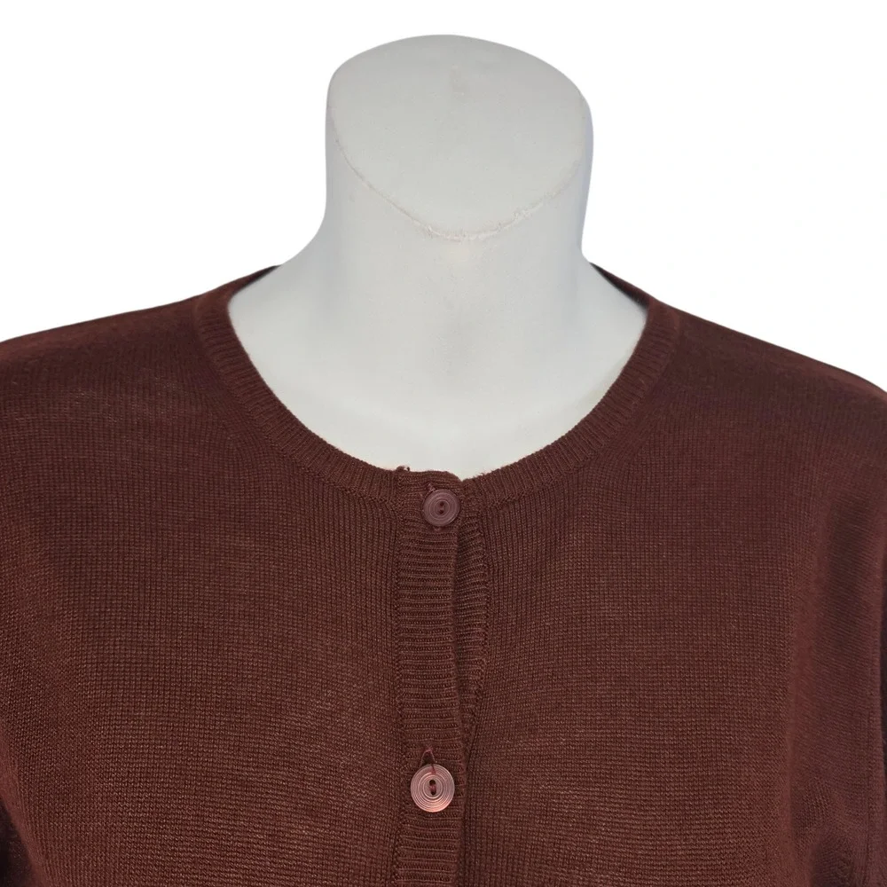 Mondi Cardigan Sweater Women 36 Brown Silk Blend Button‎ Up Long Sleeve Italy